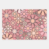 Hübsch rosa Retro-Blume Vintages Blumenmuster Geschenkpapier Set (Vorderseite)