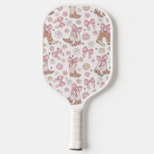 Hübsch rosa Retro Bows and Boots Mit Monogramm Nam Pickleball Schläger (Rückseite)