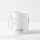Hübsch rosa Rosa Blütenblüte Laura-Name Kaffeetasse (Vorderseite Links)