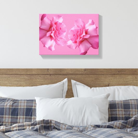 Hübsch rosa Rosa Blütenkunst Leinwanddruck (Insitu (Schlafzimmer))