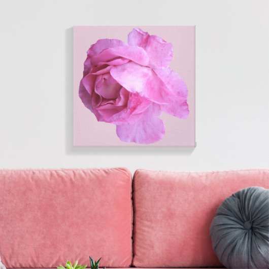 Hübsch rosa Rosa Moderne Blütenkunst Leinwanddruck (Insitu (Wohnzimmer))