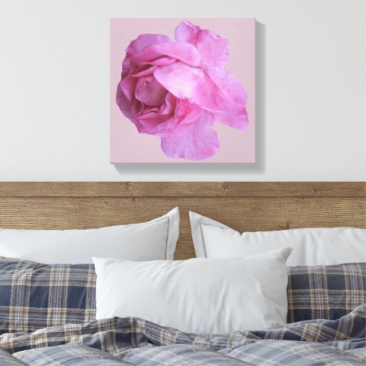 Hübsch rosa Rosa Moderne Blütenkunst Leinwanddruck (Insitu (Schlafzimmer))
