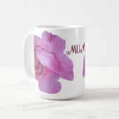 Hübsch rosa Rosa Mum floral einfach modern stilvol Kaffeetasse (Vorderseite Links)