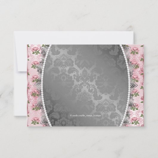 Hübsch Rosa Rosa Pink und Graue Babydusche Einladung (Rückseite)