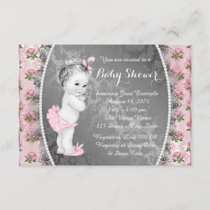 Hübsch Rosa Rosa Pink und Graue Babydusche Einladung
