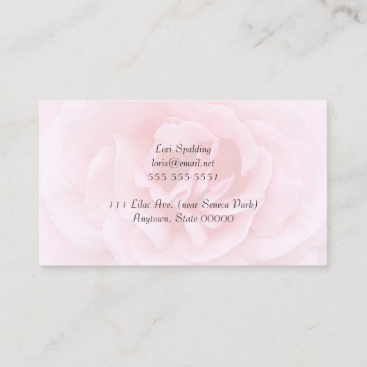 Hübsch rosa Rosa Visitenkarte (Rückseite)