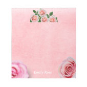 Hübsch rosa Rose floraler Valentinstag Notizblock (Vorderseite)