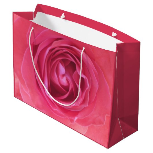 Hübsch Rosa Rose Große Geschenktüte (Rückseite Schrägansicht)