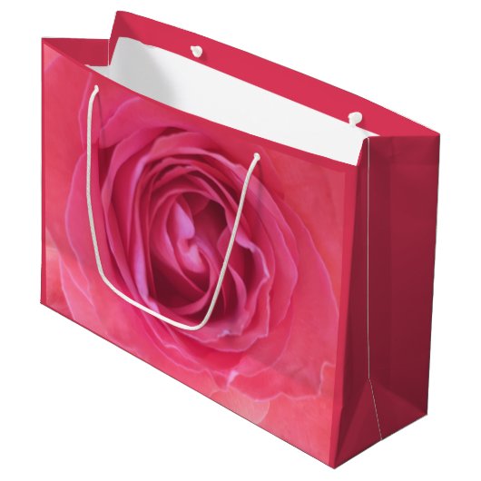 Hübsch Rosa Rose Große Geschenktüte (Vorderseite Schrägansicht)