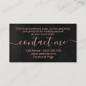 Hübsch rosa Rose Handgefertigte Wellness-Center Ba Visitenkarte (Rückseite)