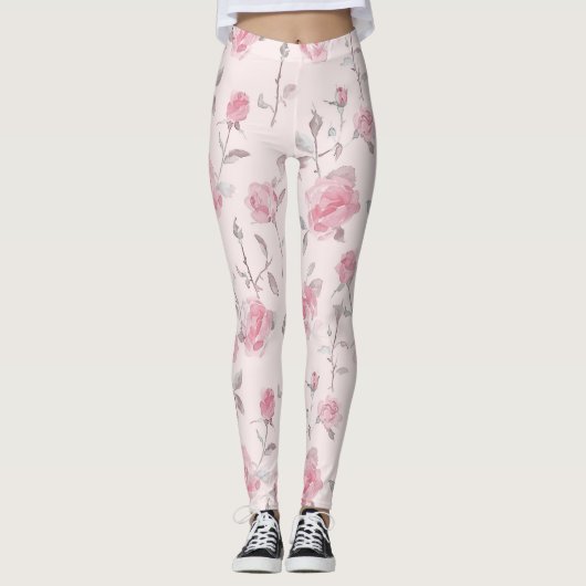 Hübsch Rosa Rose Leggings (Vorderseite)