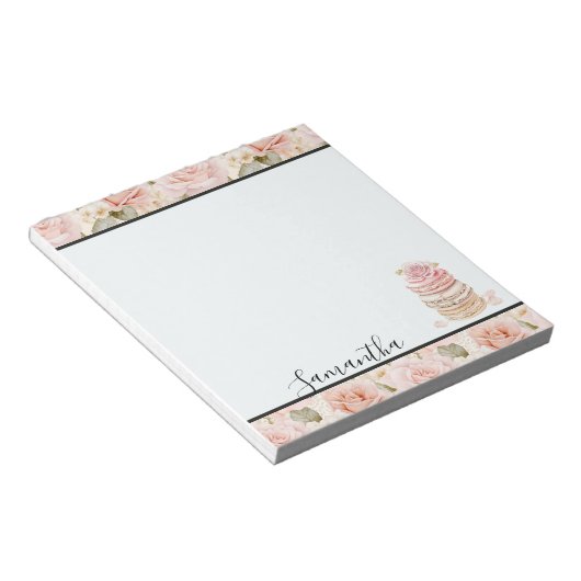 Hübsch-Rosa-Rose-Macaros Notizblock (angewinkelt)