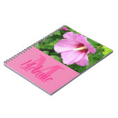 Hübsch rosa Rose of Sharon Foto Monogram Notebook Notizblock (Linke Seite)