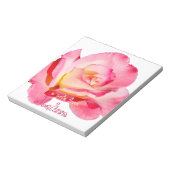 Hübsch Rosa Rose Personalisiert Notizblock (Rotiert)