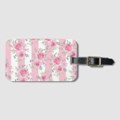 Hübsch rosa Rose Rosa Streifen Gepäckanhänger (Vorderseite (Horizontal))