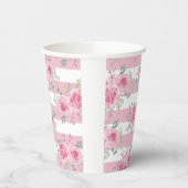 Hübsch rosa Rose Rosa Streifen Pappbecher (Links)