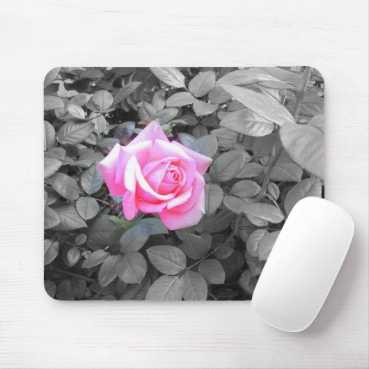 Hübsch Rosa Rose Schwarz-weiß Mousepad (Mit Mouse)