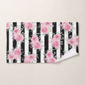 Hübsch rosa Rose Schwarze Streifen Badhandtuch Set (Handtuch)