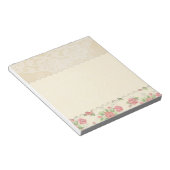 Hübsch rosa Rose und Spitzen Beige Notizblock (angewinkelt)
