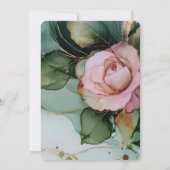 Hübsch Rosa Rose White Gold Blumenspülung Dusche Einladung (Rückseite)