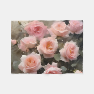 Hübsch rosa Rosen Aquarellmalerei Fleecedecke