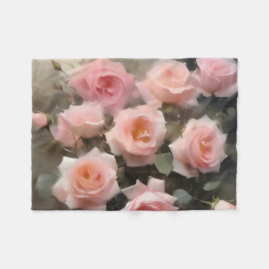 Hübsch rosa Rosen Aquarellmalerei Fleecedecke (Vorderseite (Horizontal))