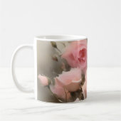 Hübsch rosa Rosen Aquarellmalerei Kaffeetasse (Links)