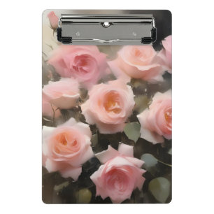 Hübsch rosa Rosen Aquarellmalerei Mini Klemmbrett