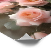 Hübsch rosa Rosen Aquarellmalerei Poster (Ecke)