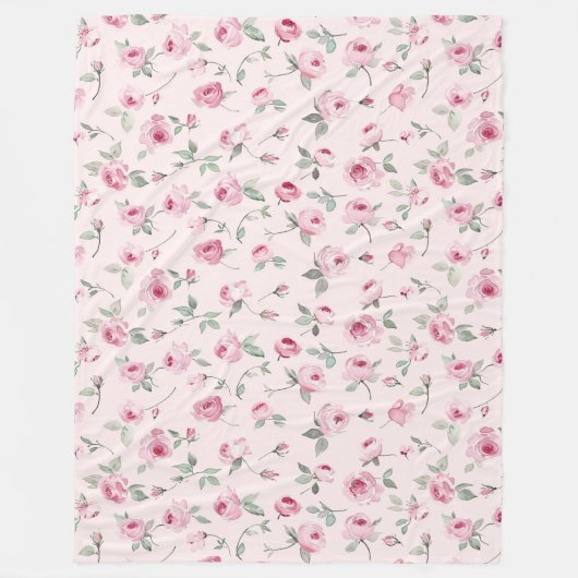 Hübsch rosa Rosen Fleecedecke (Vorderseite)