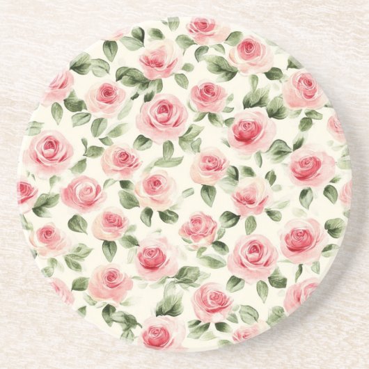 Hübsch rosa Rosen Getränkeuntersetzer (Vorne)