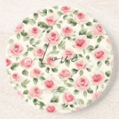Hübsch rosa Rosen Getränkeuntersetzer (Vorne)