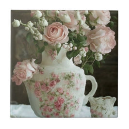Hübsch rosa Rosen im Vintag antiken China Teapot Fliese