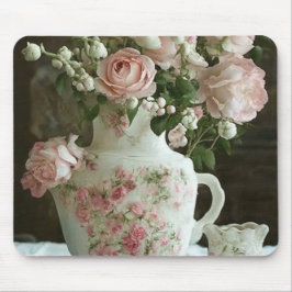 Hübsch rosa Rosen im Vintag antiken China Teapot Mousepad