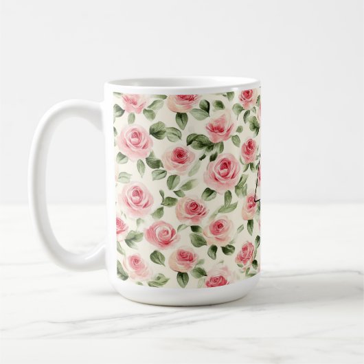 Hübsch rosa Rosen Kaffeetasse (Links)