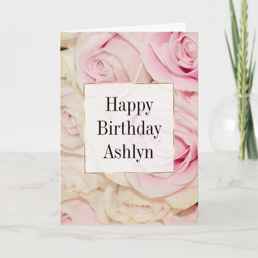 Hübsch rosa Rosen Karte (Vorderseite)