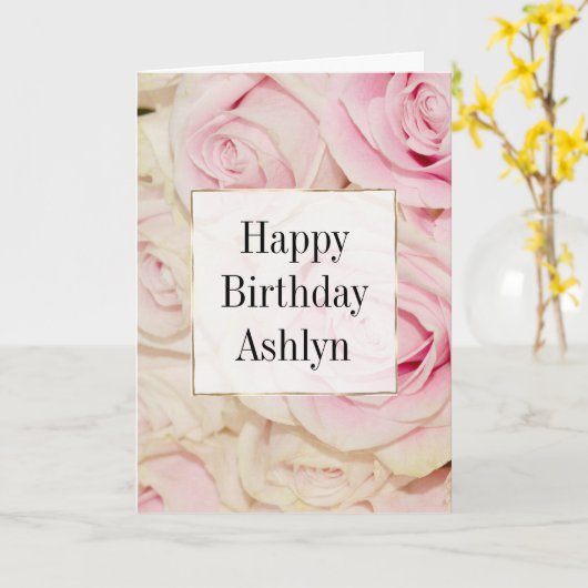 Hübsch rosa Rosen Karte (Gelbe Blume)