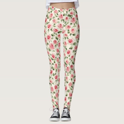 Hübsch rosa Rosen Leggings (Vorderseite)