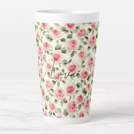 Hübsch rosa Rosen Milchtasse (Vorderseite)