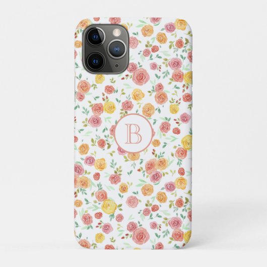Hübsch rosa Rosen mit Monogramm Case-Mate iPhone Hülle (Rückseite)