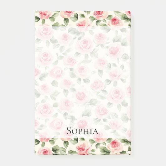 Hübsch rosa Rosen Post-it Klebezettel (Vorderseite)