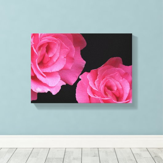 Hübsch rosa Rosen, schlicht, modern und blumenreic Leinwanddruck (Insitu (Holzboden))