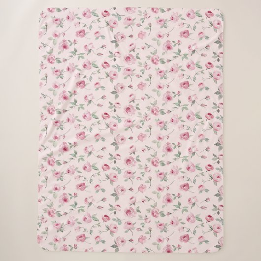 Hübsch rosa Rosen Sherpadecke (Vorderseite)