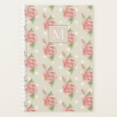 Hübsch-rosa Rosen und Dots Monogramm Planer (Vorderseite)