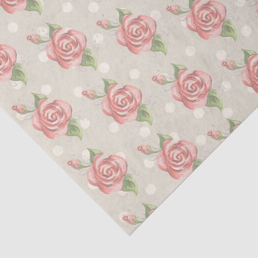 Hübsch-rosa Rosen und Dots Monogramm Seidenpapier (Ausschnitt)