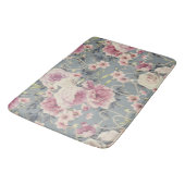 Hübsch-rosa Rosen und Pearl-Herz-Muster Grau Badematte (Schrägansicht)