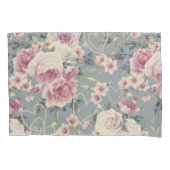 Hübsch-rosa Rosen und Pearl-Herz-Muster Grau Kissenbezug (Vorderseite-Links)