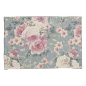 Hübsch-rosa Rosen und Pearl-Herz-Muster Grau Kissenbezug (Vorderseite-Rechts)