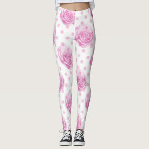 Hübsch rosa Rosen und Polka-Punkte Leggings