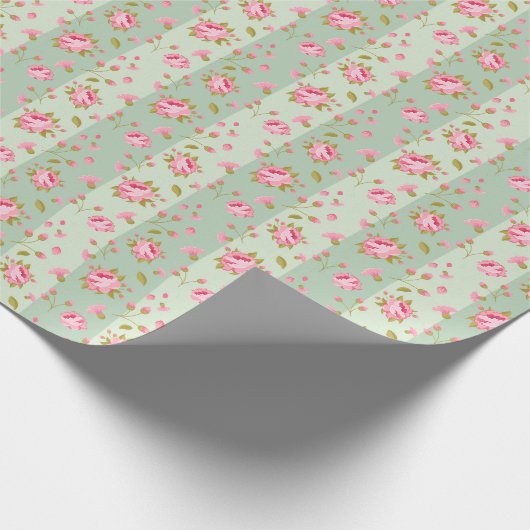 Hübsch rosa Rosenmuster Geschenkpapier (Ecke)